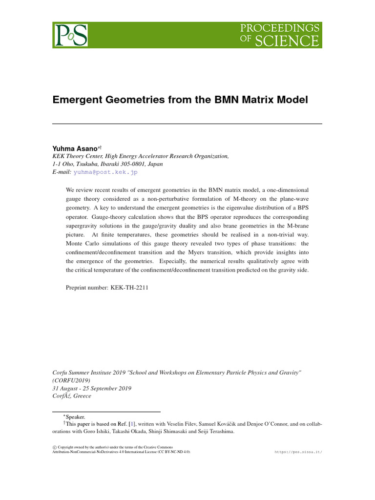 Emergent Geometries in BMN Matrix Model | PDF | String Theory | Quantum ...