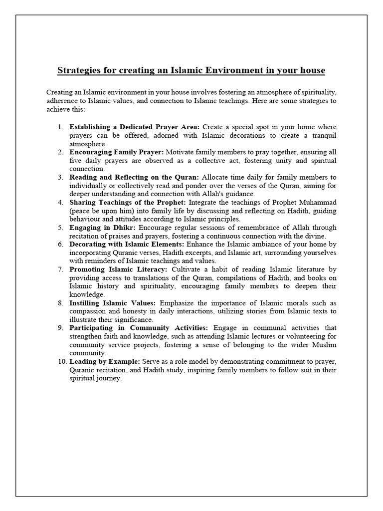 Creating an Islamic Home Environment | PDF | Quran | Islam