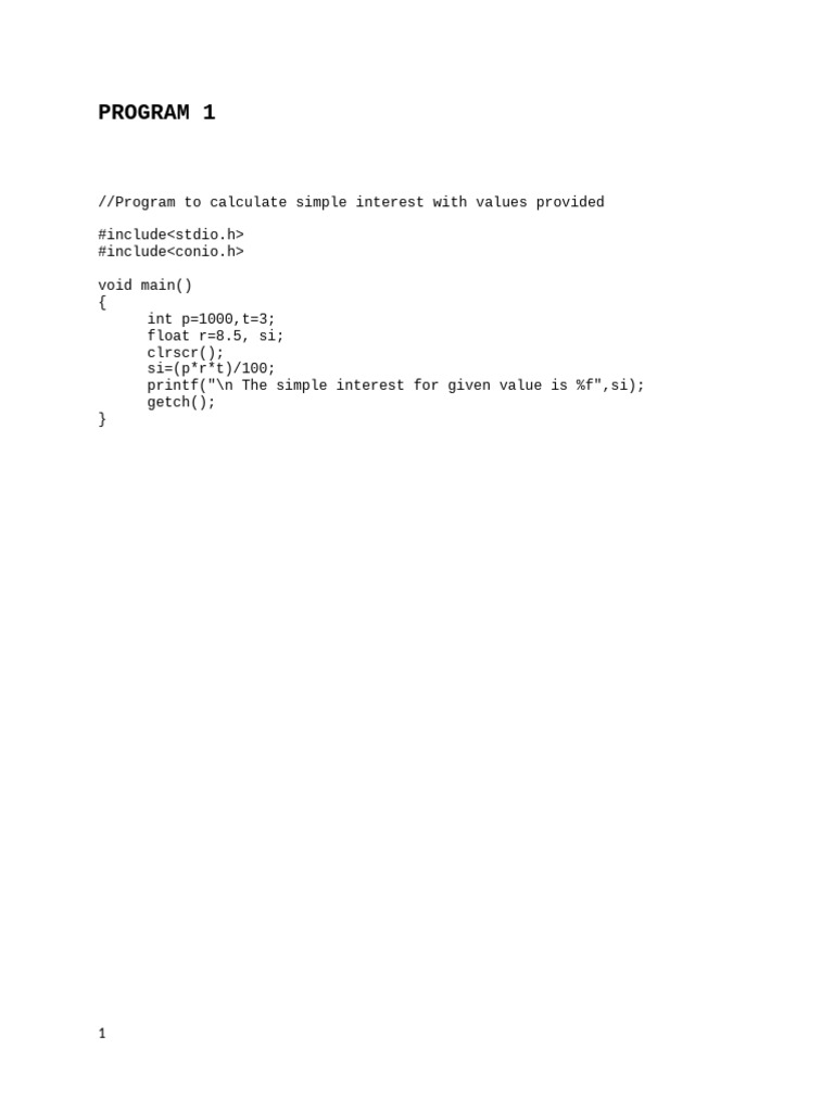 C Programs for Basic Calculations | PDF | Area | Computer Programming