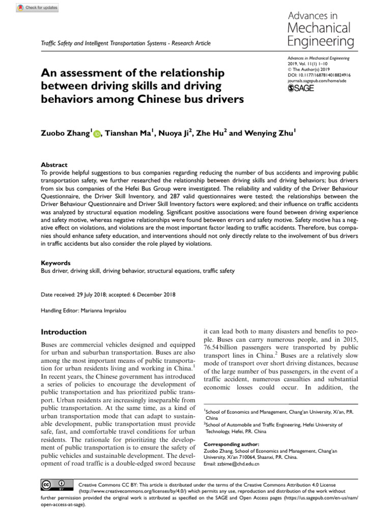 Driving Skills and Safety in Bus Drivers | PDF | Structural Equation ...
