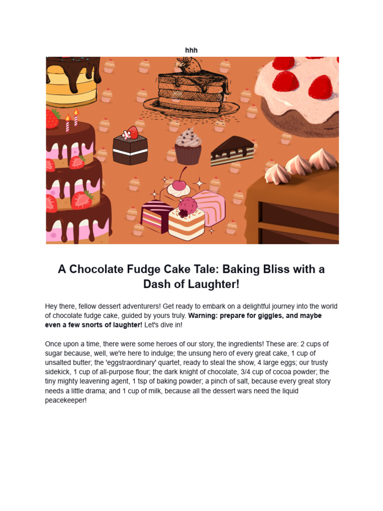 A Chocolate Fudge Cake Tale - Baking Bliss With A Dash of Laughter | PDF