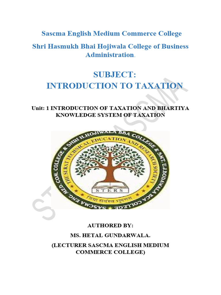 Ty Bba Tax Chapter 1 Notes | PDF | Taxes | Indirect Tax