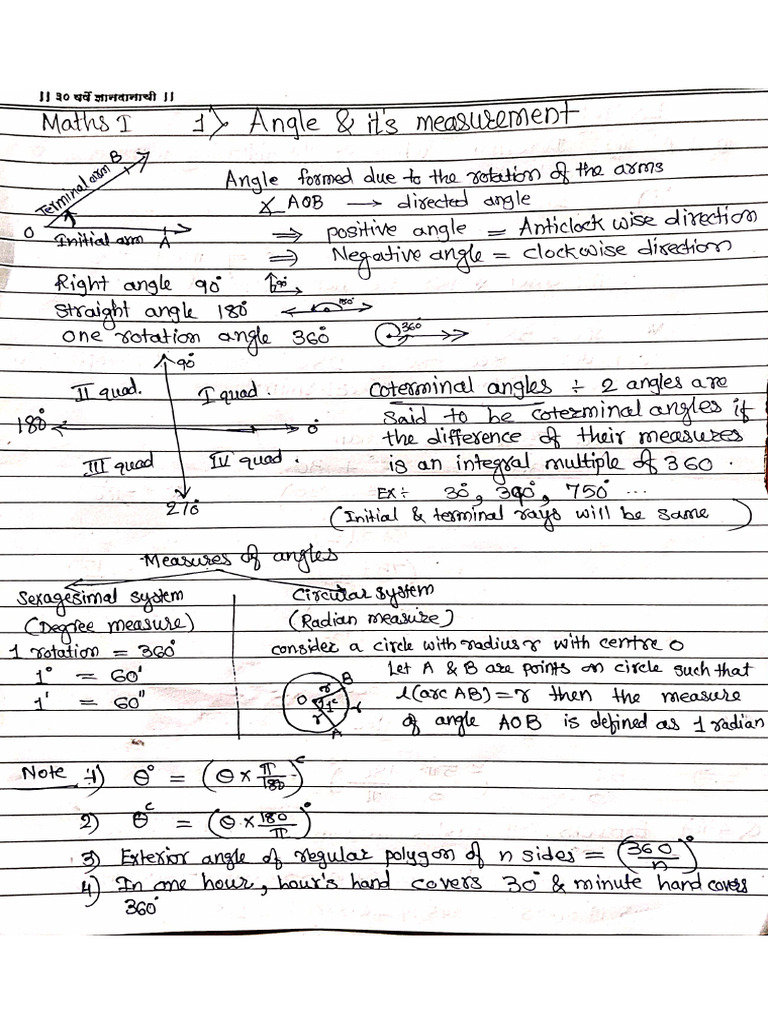 Angle and It's Measurement | PDF