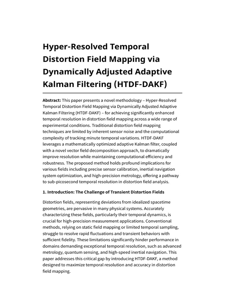 Enhanced Temporal Distortion Mapping | PDF | Kalman Filter | Applied ...