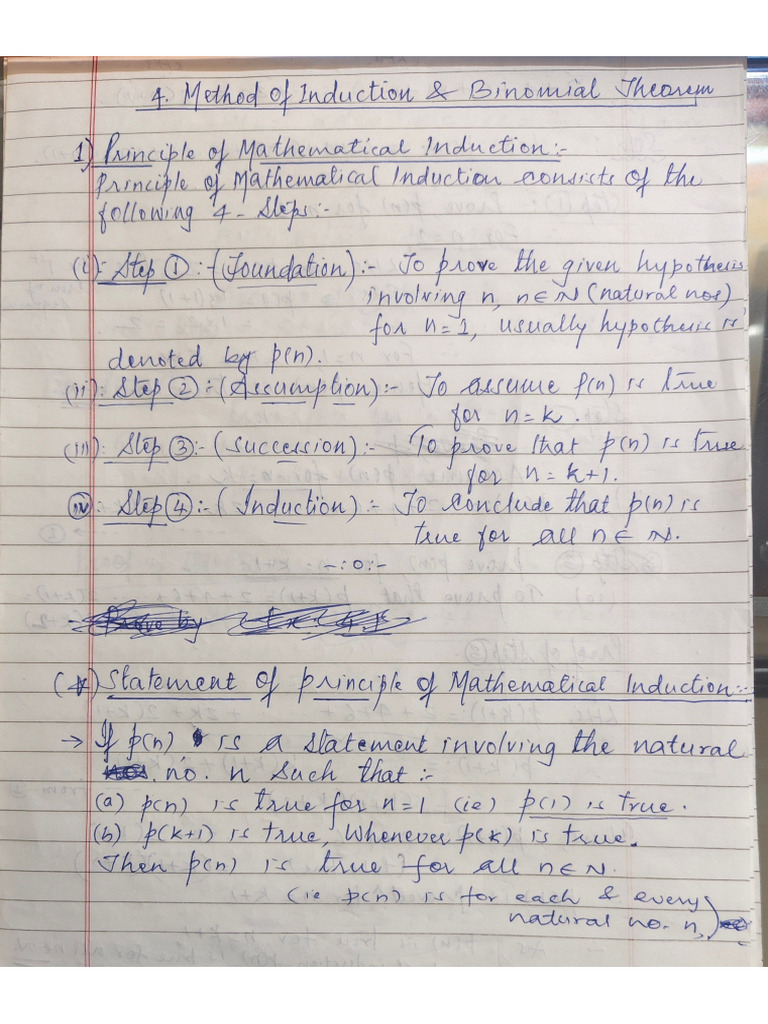 Method of Induction and Binomial Theorem | PDF