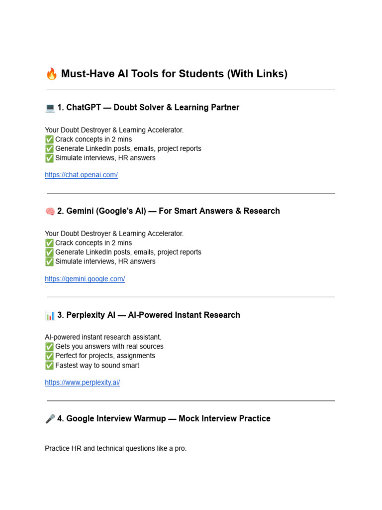 Essential AI Tools for Students | PDF