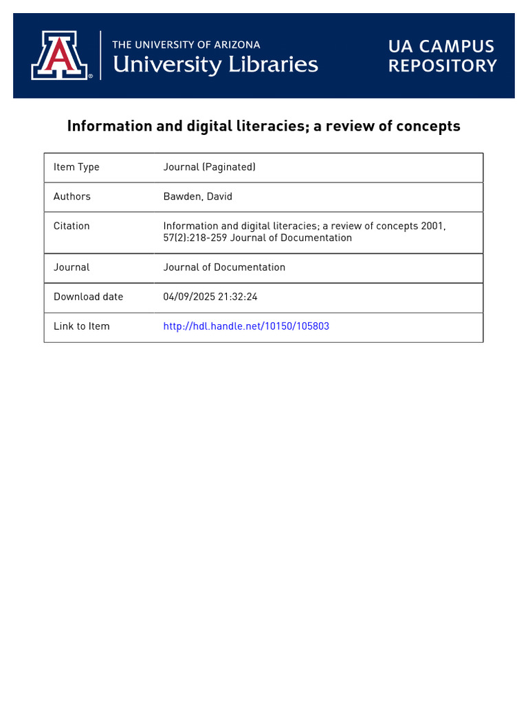 Review of Information and Digital Literacies | PDF | Information ...