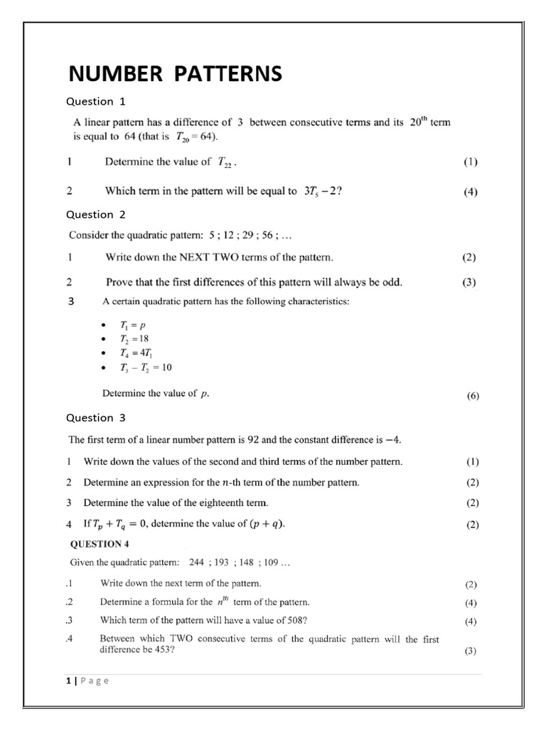 Extreme Quadratic Patterns | PDF