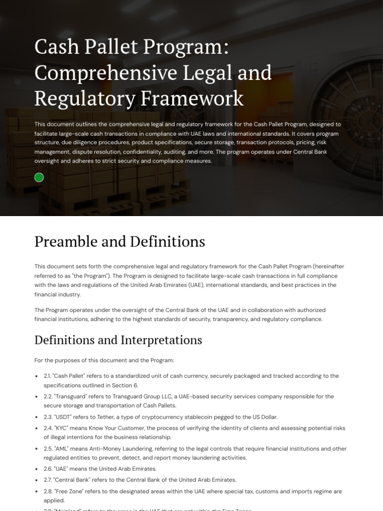 USD Cash Pallet Program in Dubai | PDF | Regulatory Compliance | Business