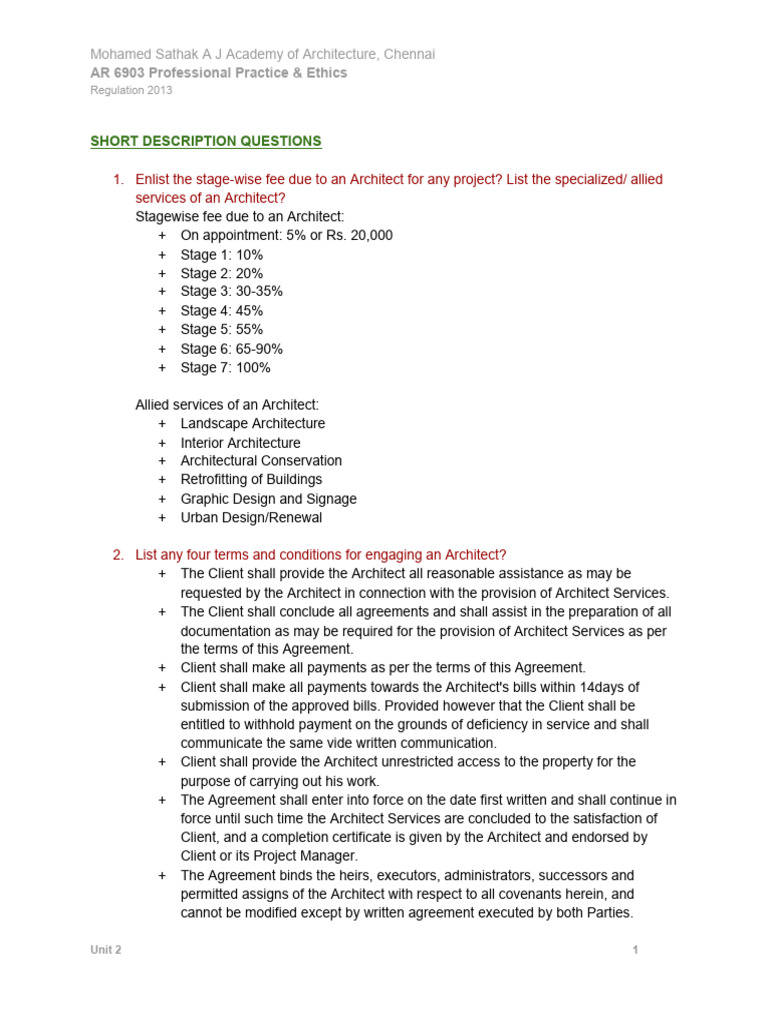 Architect Fee Structure and Client Responsibilities | PDF | Architect ...