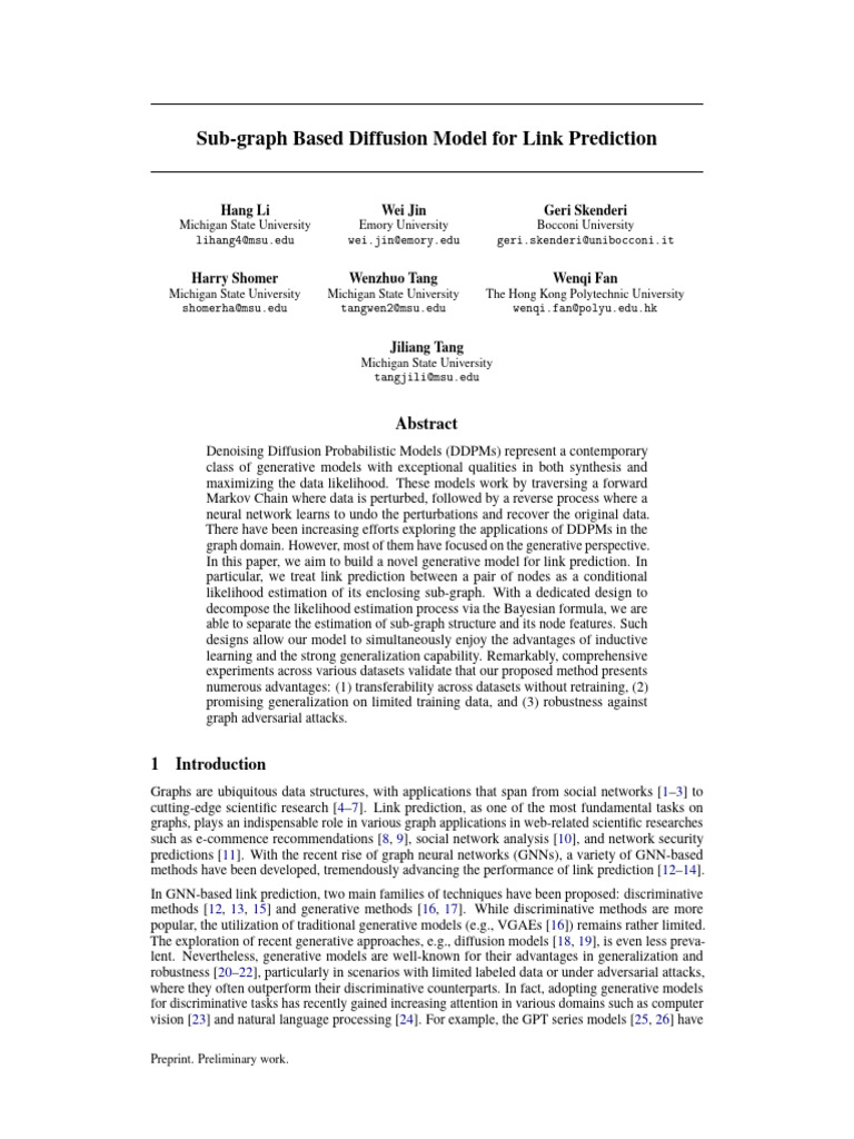 Sub-Graph Diffusion Model for Link Prediction | PDF | Applied ...