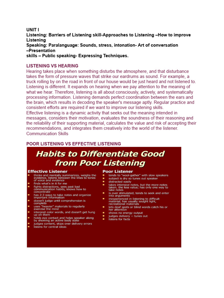 Mastering Listening Skills and Techniques | PDF | Stress (Linguistics ...