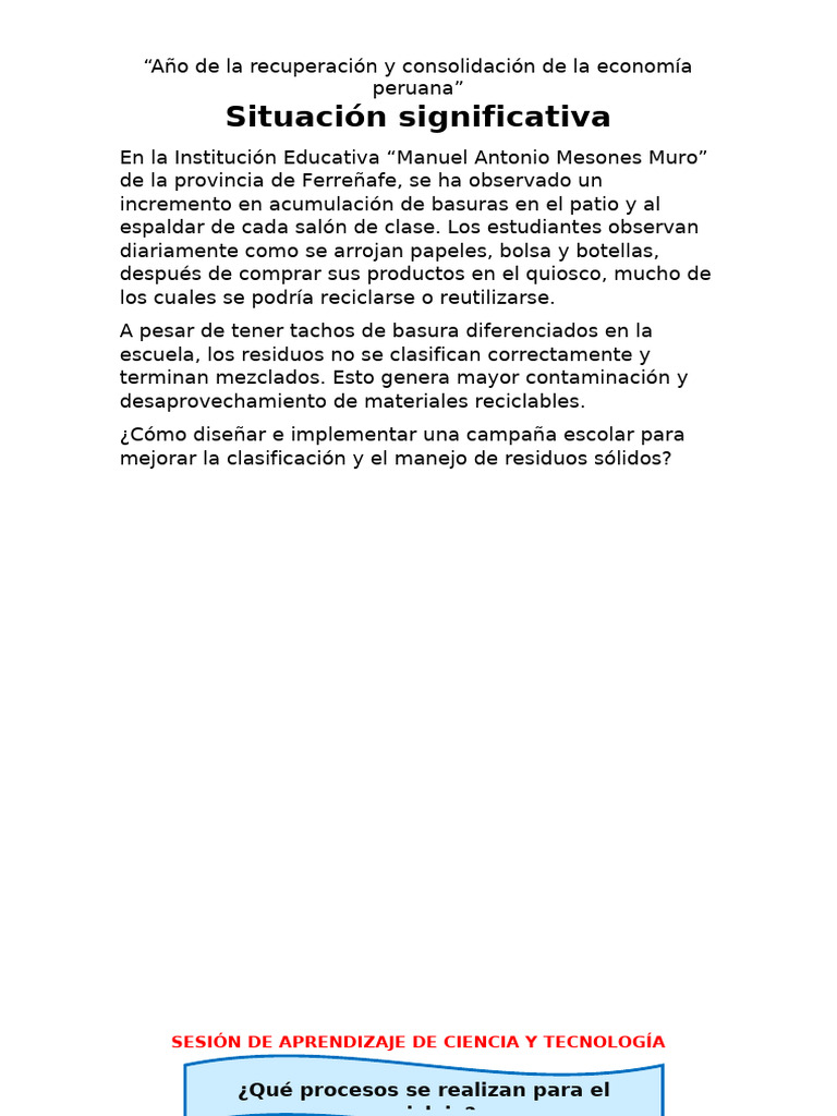 4° Ses Cyt Mart 17 Proceso Del Reciclaje Cuarto | PDF | Reciclaje ...