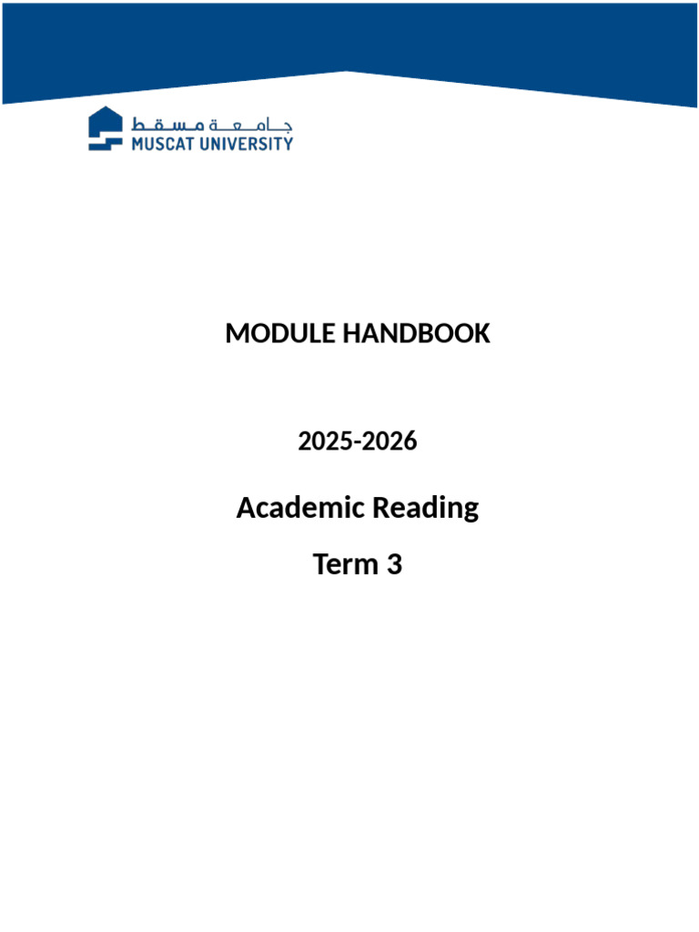 Academic Reading Module Handbook 2025-2026 | PDF | Learning | Critical ...