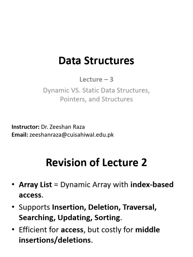 Static Vs Dynamic Data Structures | PDF | Pointer (Computer Programming ...