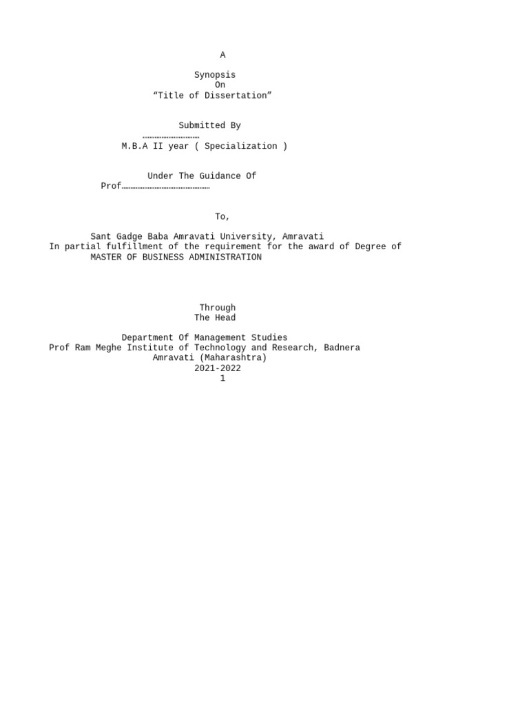 Synopsis Format 2021 | PDF