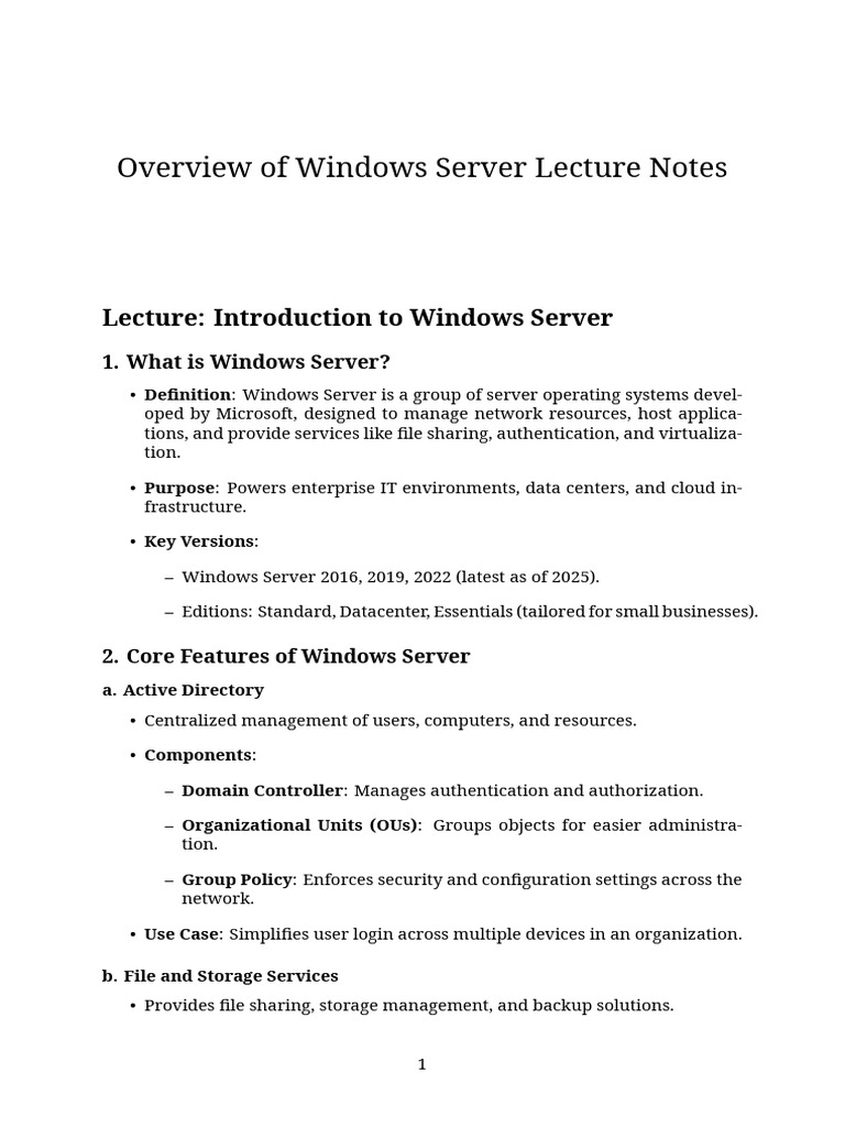 Windows Server Overview and Features | PDF | Server (Computing ...