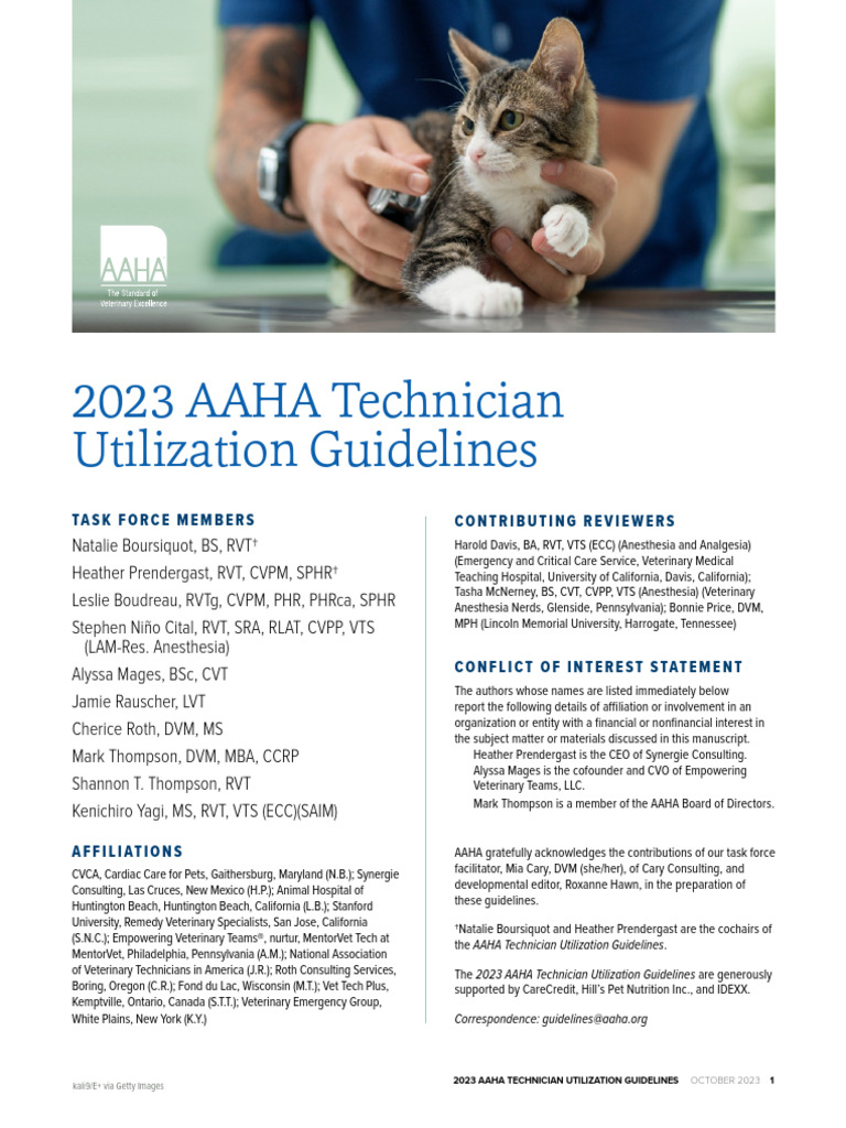 2023 AAHA Technician Guidelines | PDF | Employee Retention | Veterinary ...