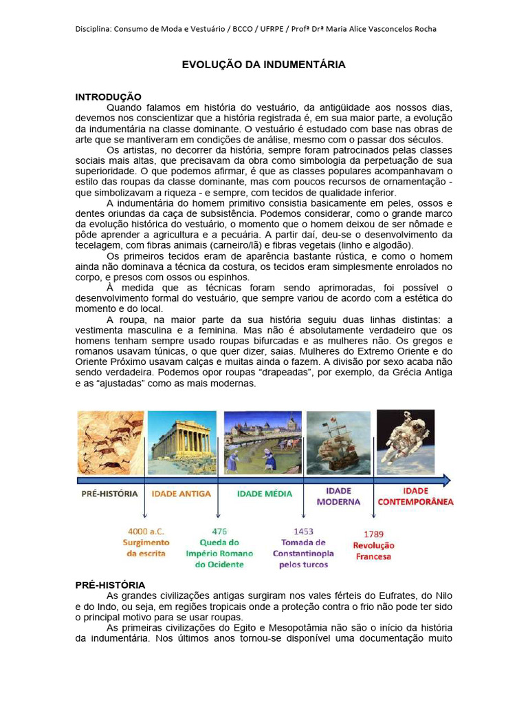 Evolução da Indumentária na História | PDF | Roupas | Saia