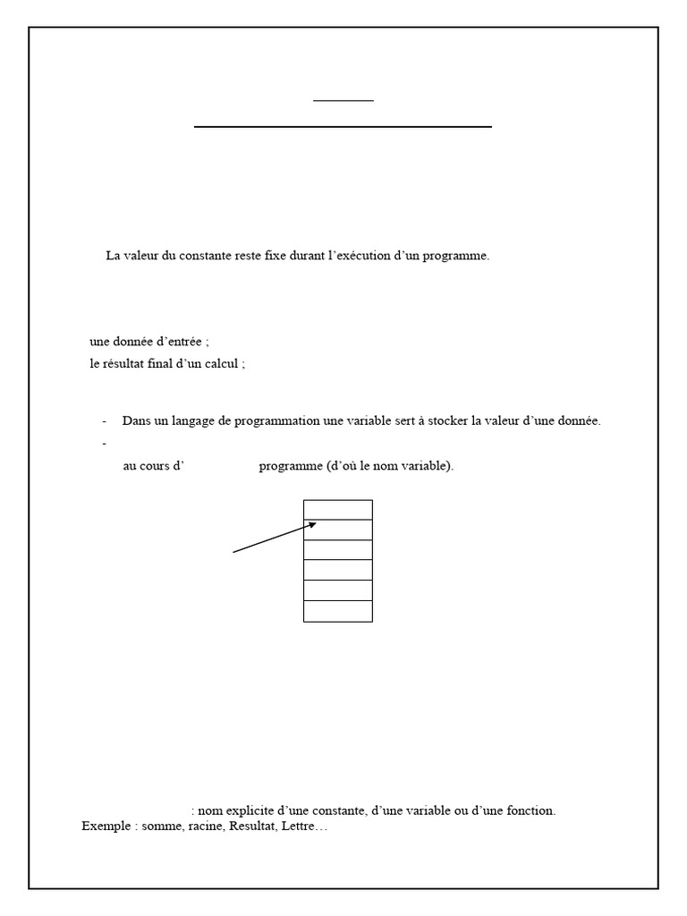 Types de données : variables et constantes | PDF | Variable ...