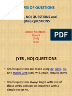 Types of Questions: (Yes, No) Questions and (WH) Questions