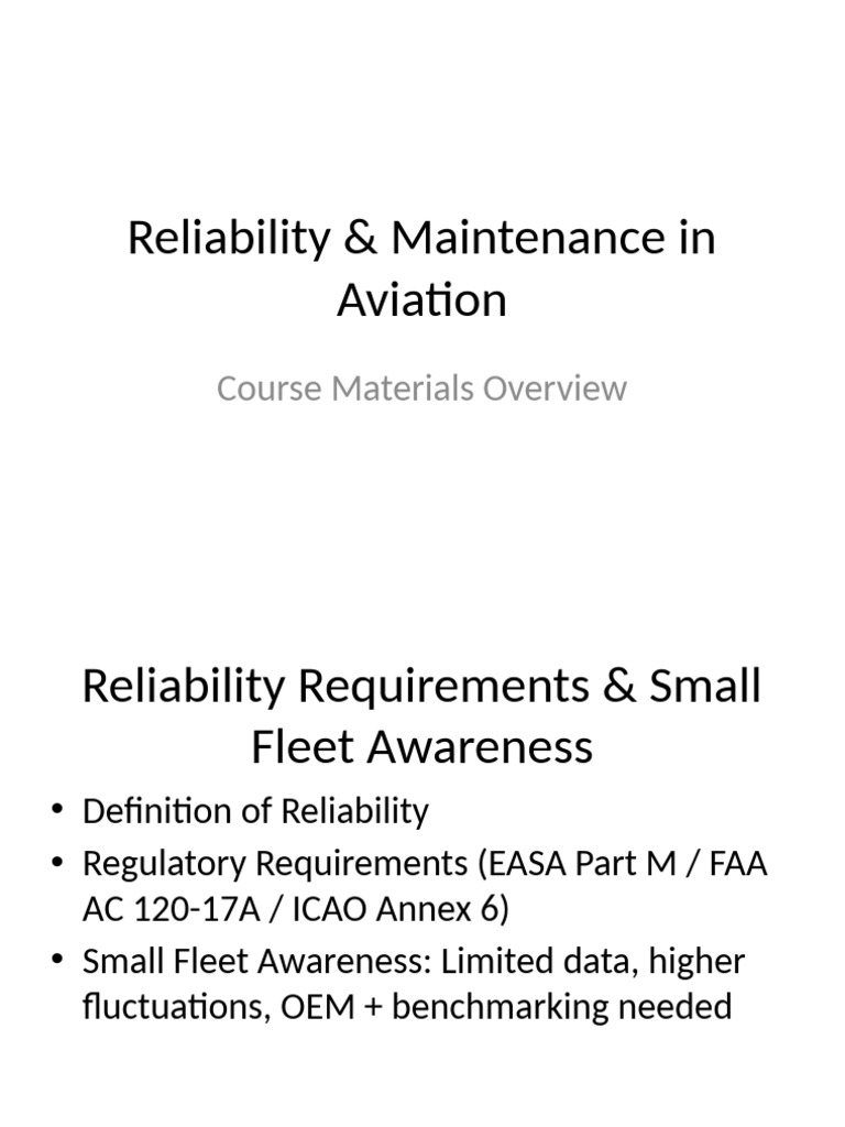 Reliability Maintenance Course | PDF