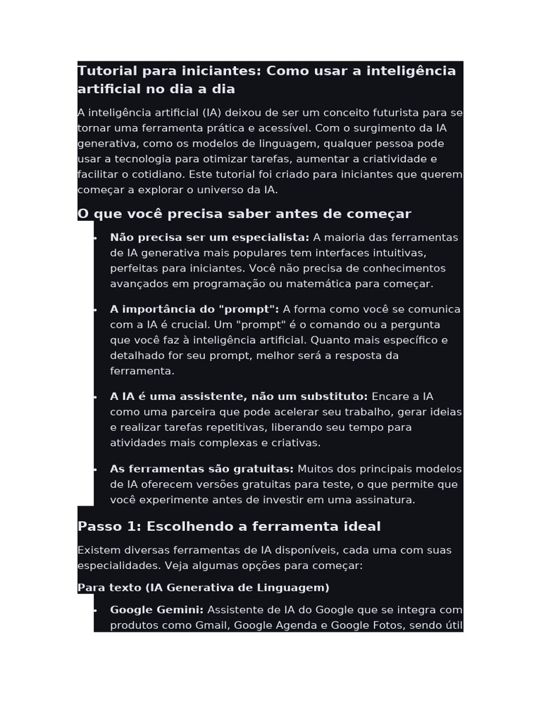 Guia Prático de IA para Iniciantes | PDF | Inteligência artificial ...