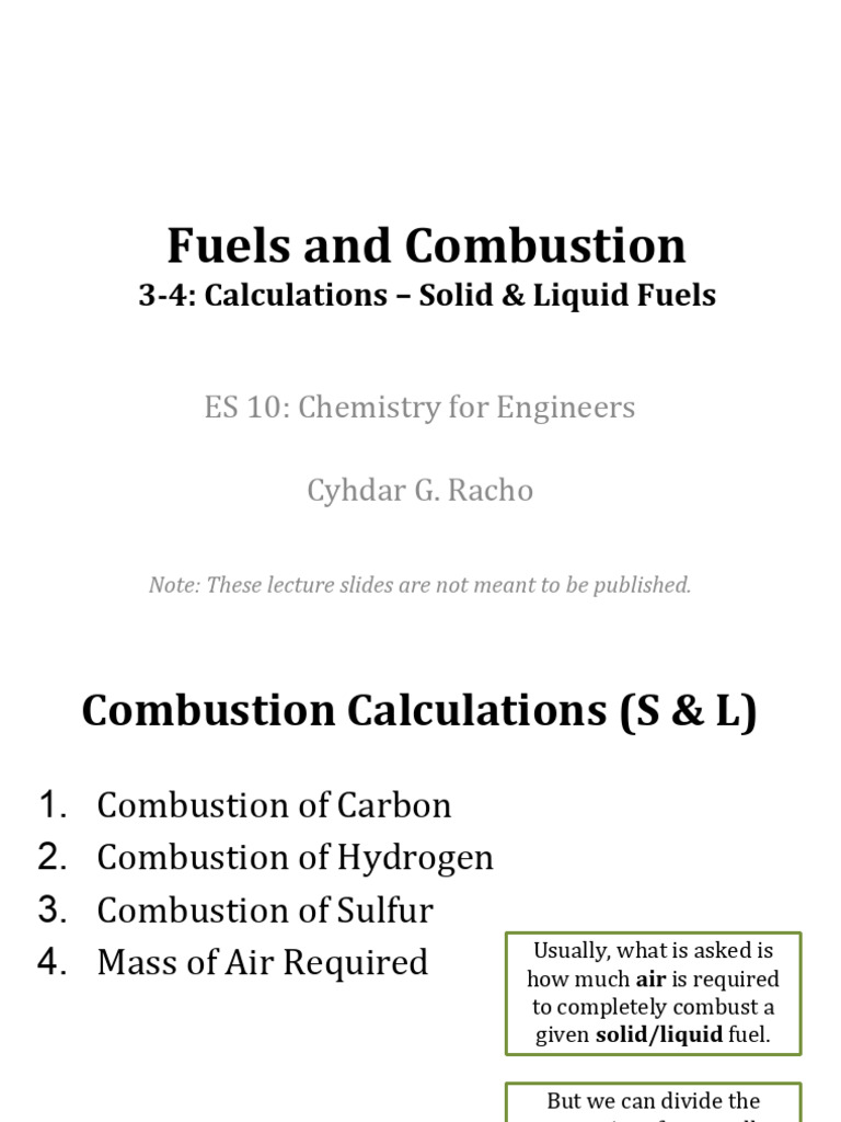 Combustion Calculations for Fuels | PDF | Combustion | Mole (Unit)
