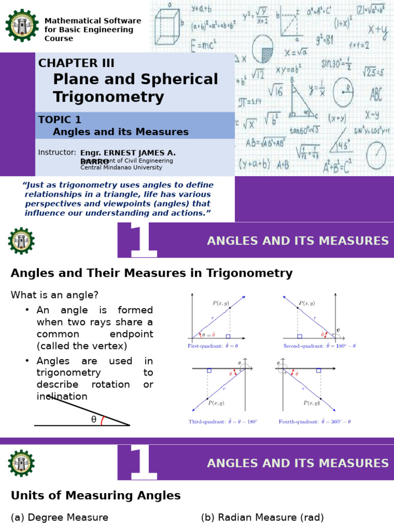 Trigonometry: Angles and Functions Guide | PDF | Trigonometry | Angle