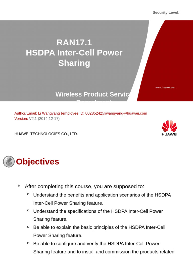 Training Course - RAN17.1 HSDPA Inter-Cell Power Sharing V2.2 | PDF ...