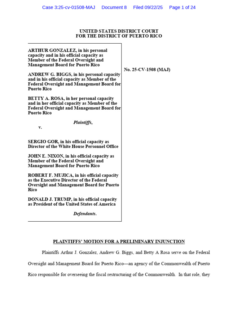 Motion for Preliminary Injunction in PR | PDF | Due Process Clause ...