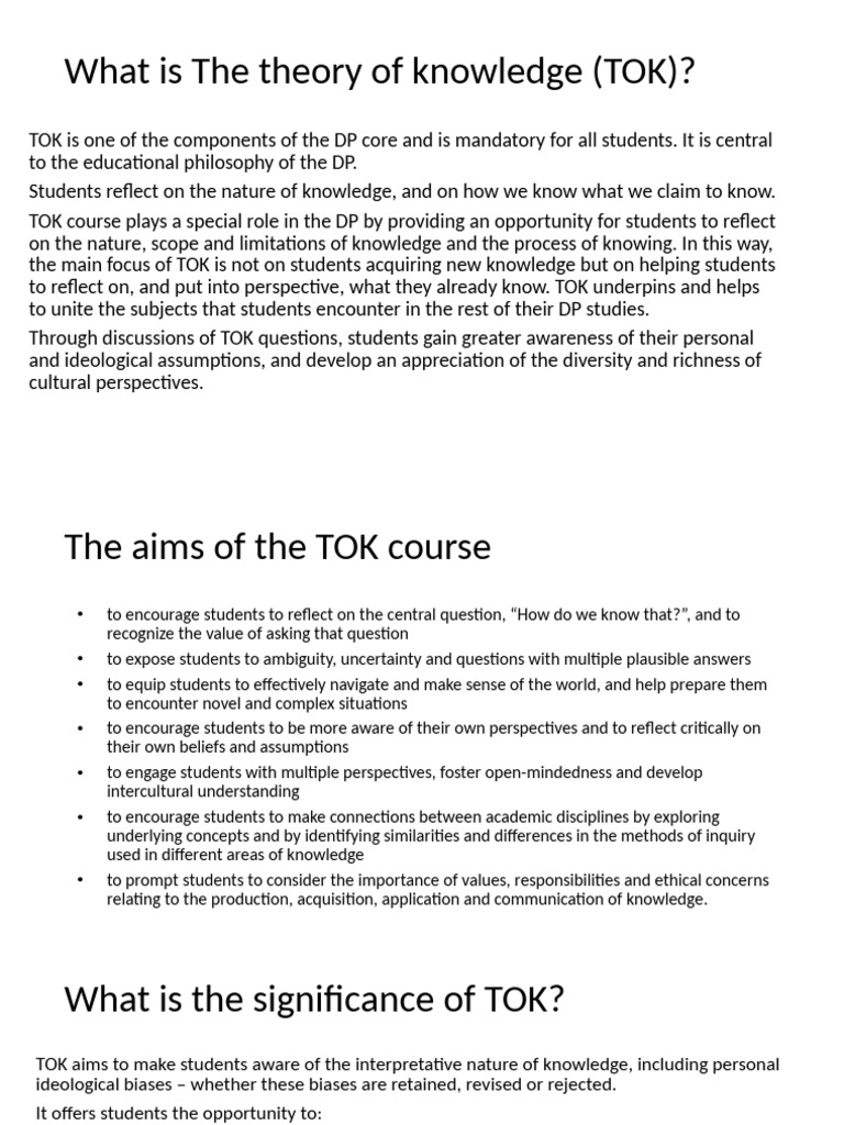 TOK Presentation 1 | PDF | Knowledge | Thought