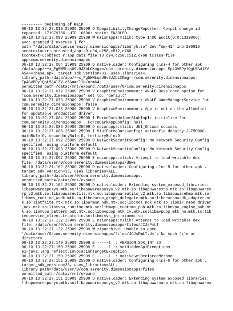 Com - Serenity.dimensionapps Logcat | PDF | Operating System Families ...
