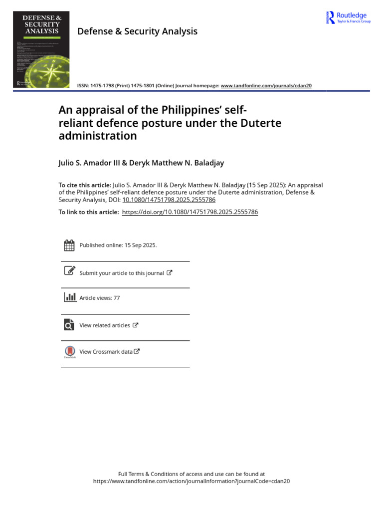 Philippines' Self-Reliant Defense Review | PDF | Military | Treaty