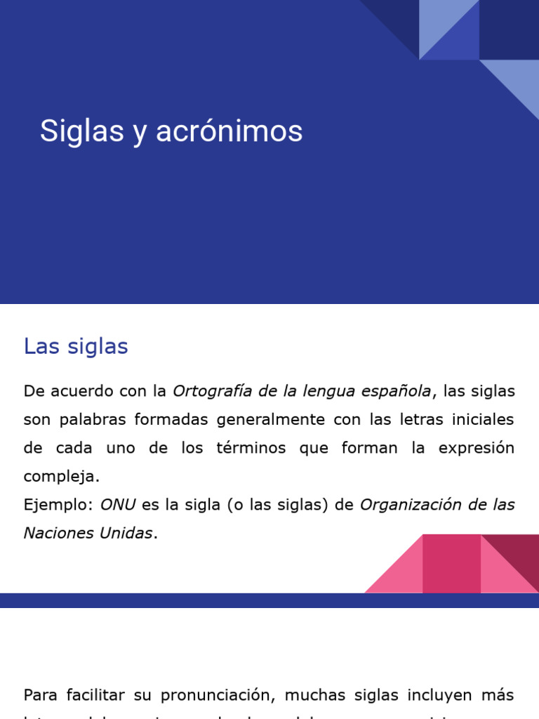 Siglas y acrónimos: Definición y ejemplos | PDF