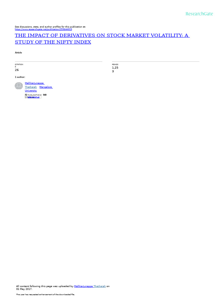 Impact of Derivatives on Nifty Volatility | PDF | Volatility (Finance ...
