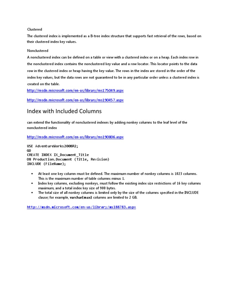 SQL Server Index Management Guide | PDF | Database Index | Table (Database)