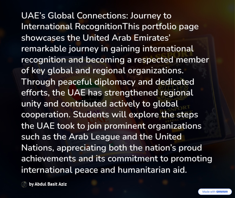 UAE's Journey to Global Recognition | PDF