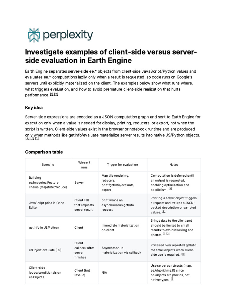 Earth Engine Server vs Client Evaluation | PDF | Client–Server Model ...