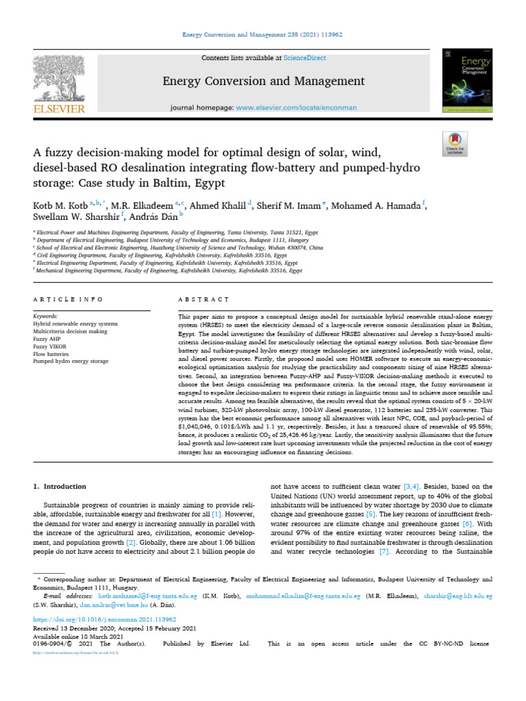 A Fuzzy Decision-Making Model For Optimal Design of Solar | PDF ...