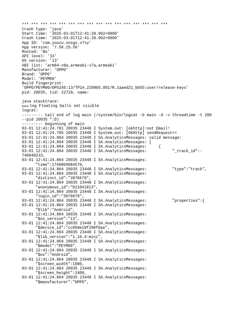 Java Crash Report for OPPO Device | PDF | Method (Computer Programming ...
