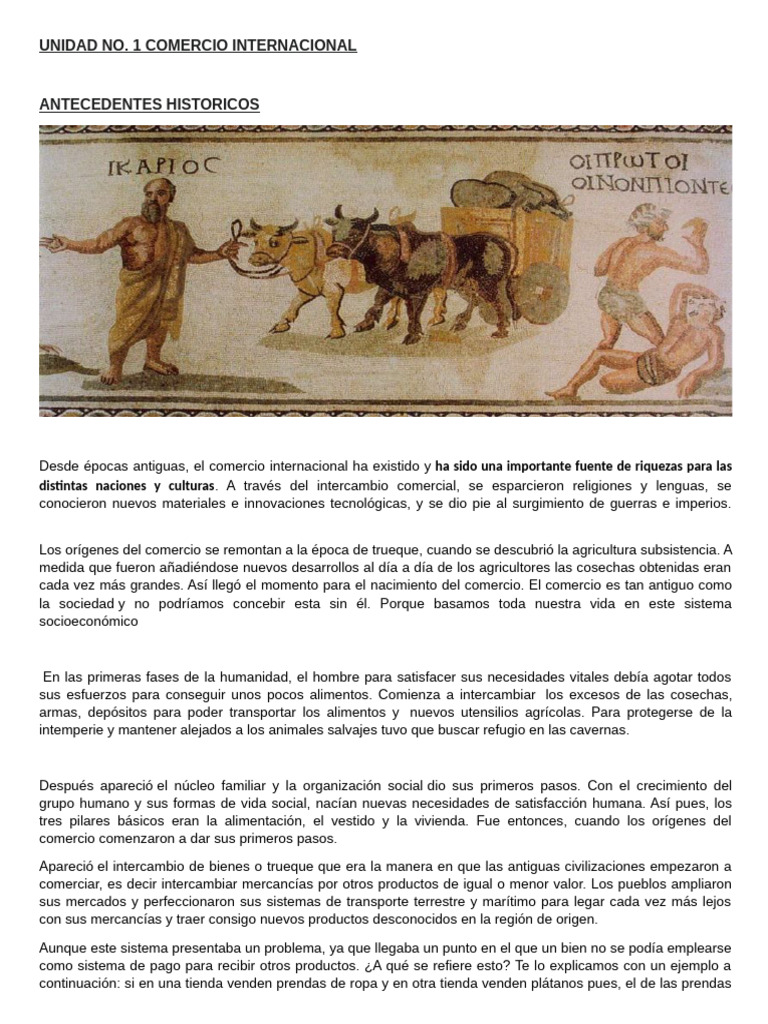 Historia y Beneficios del Comercio Internacional | PDF | El comercio ...