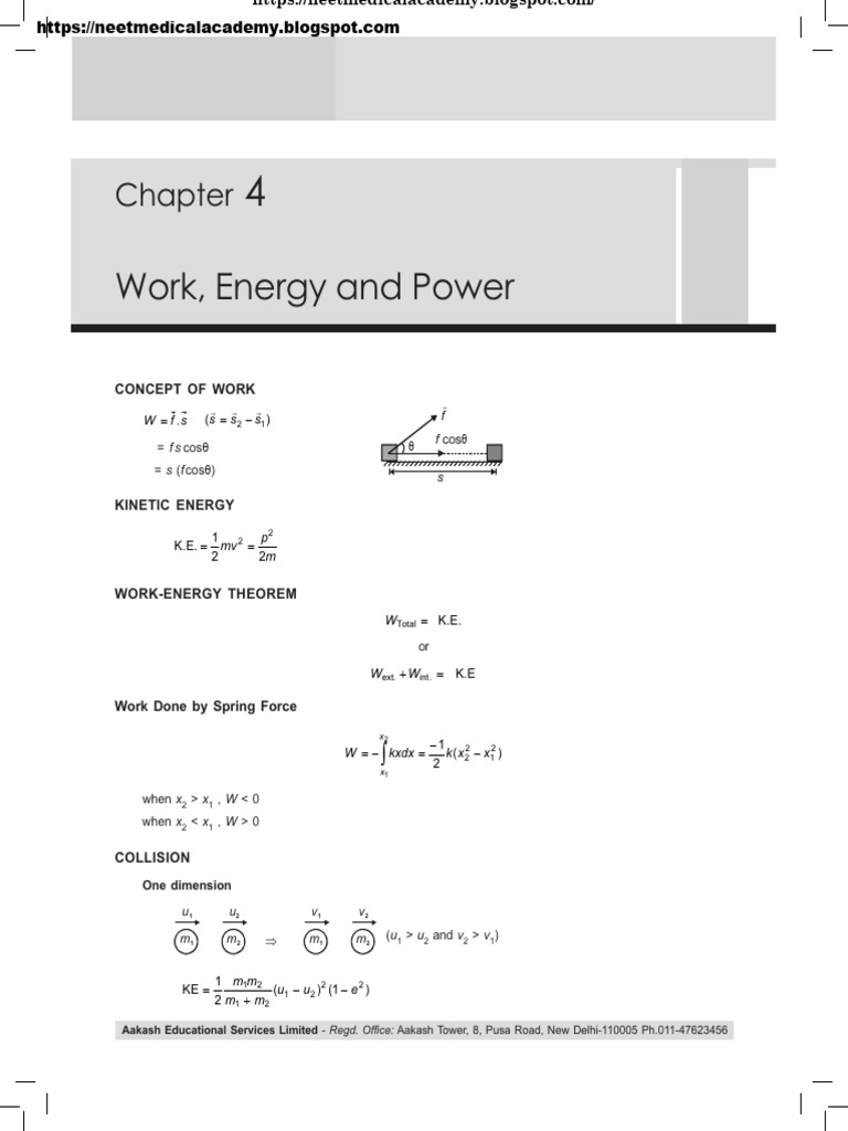 Work Energy and Power Notes | PDF | Rotation Around A Fixed Axis ...