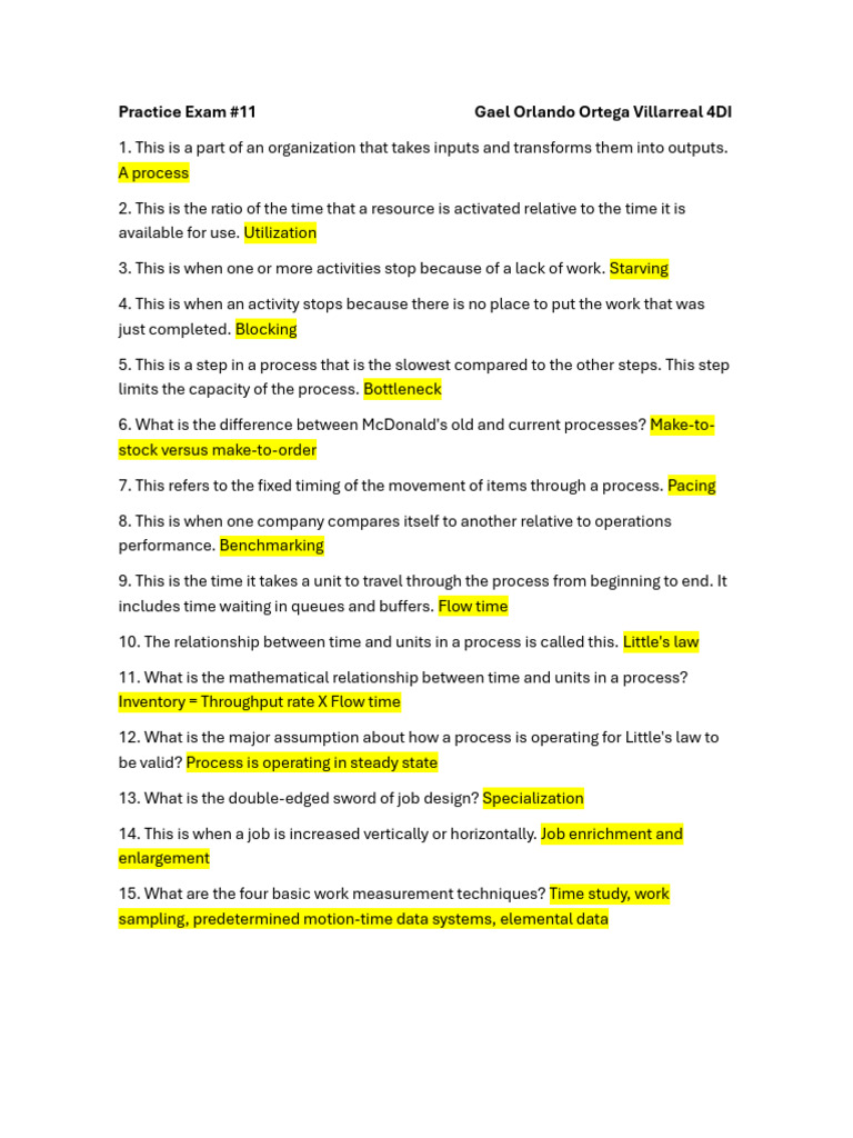 Process Management Exam Questions | PDF