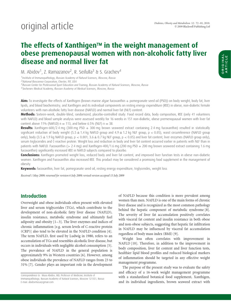 Xanthigen's Impact on Obese Women's Weight Loss | PDF | Metabolic ...