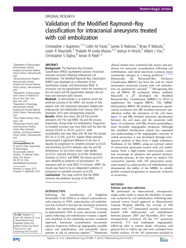 Validation of Modified Raymond-Roy Class | PDF | Human Diseases And ...