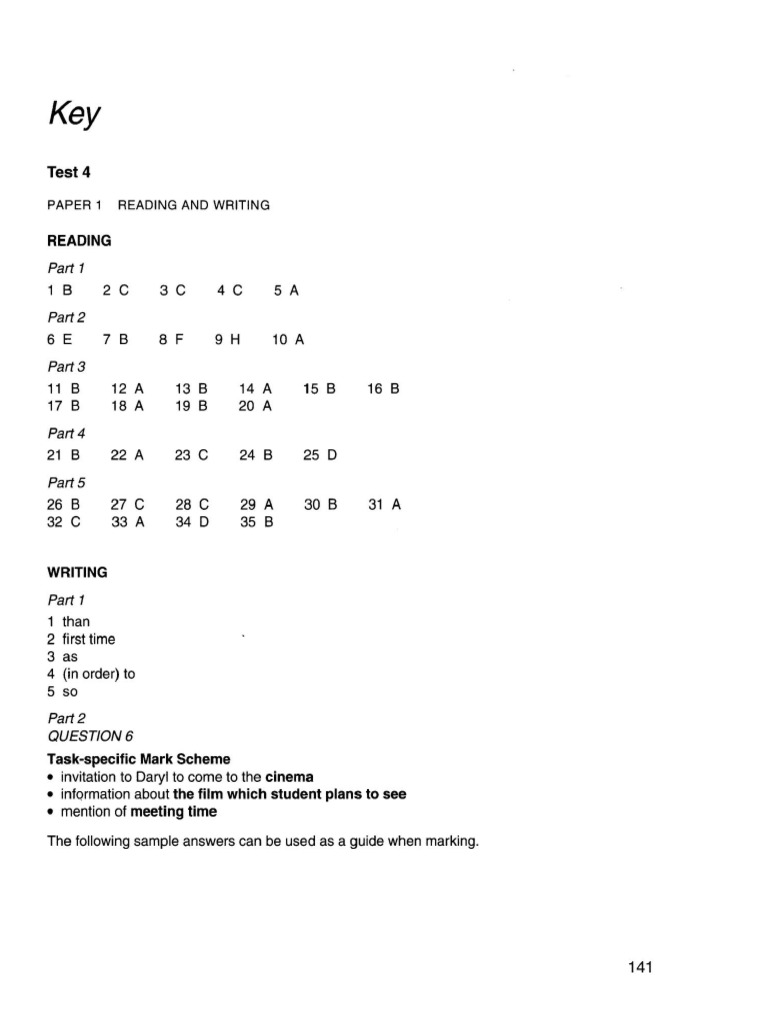 PET 1 - Test4 校园版 答案 | PDF