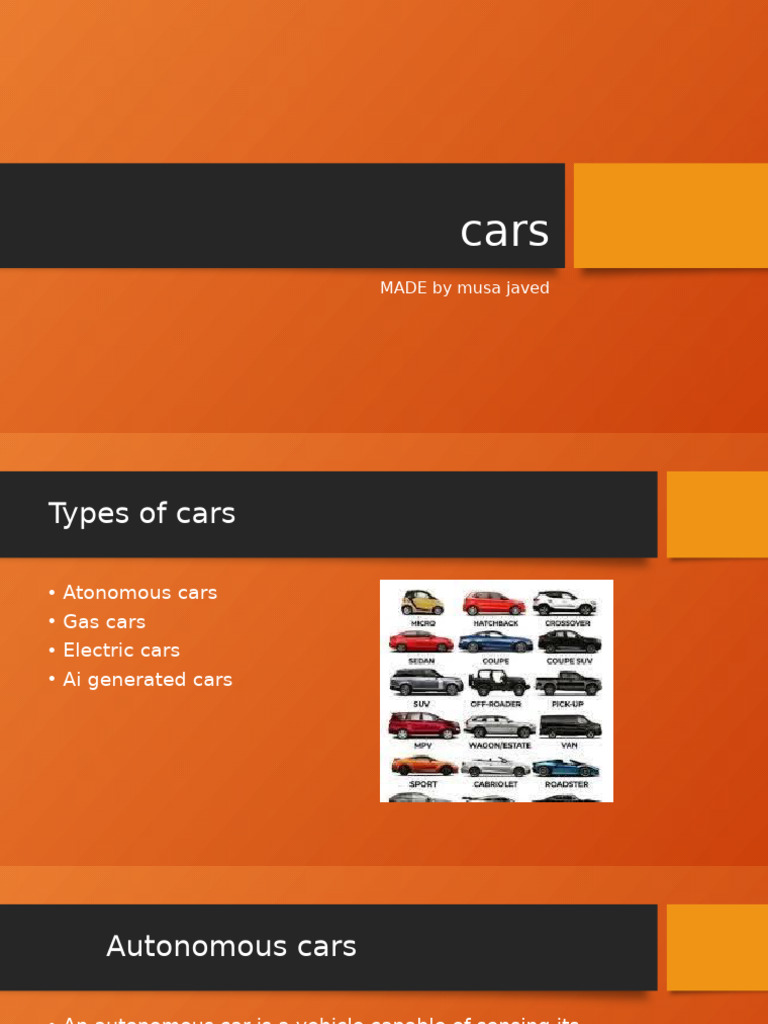 Types of Cars: Autonomous, Gas, Electric | PDF