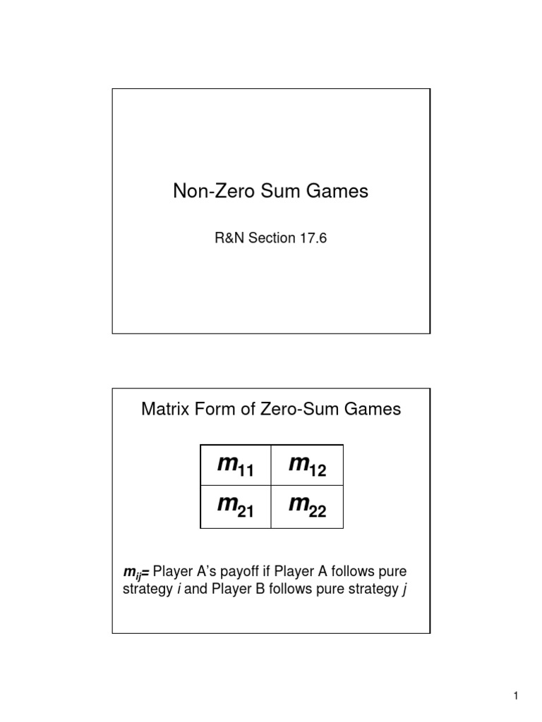 Non-Zero Sum Game Strategies Explained | PDF | Mathematics | Game Theory