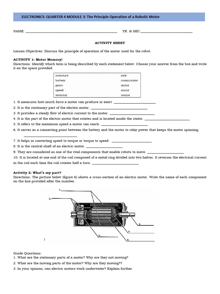 Robotic Motor Operation Principles | PDF